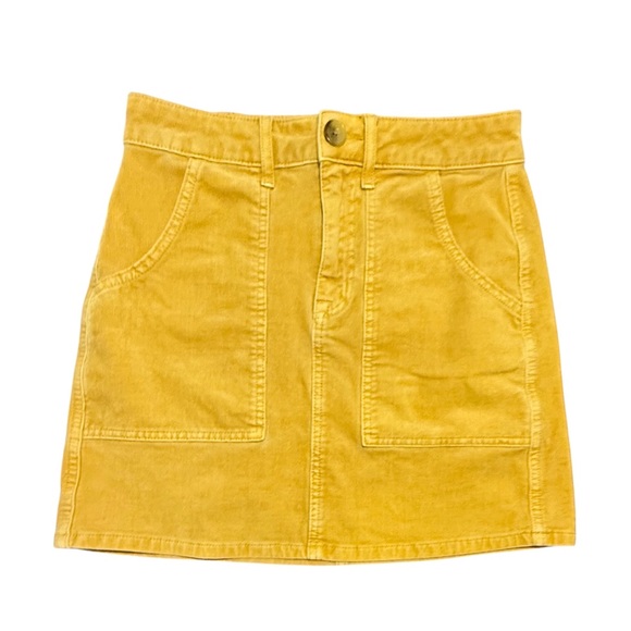 American Eagle Outfitters Corduroy Yellow Mini Skirt Size 0/XS - Picture 1 of 8